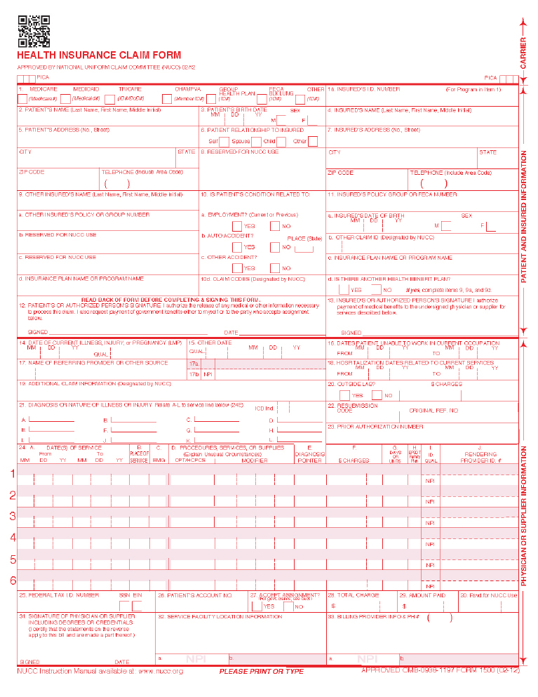 CMS1500 form